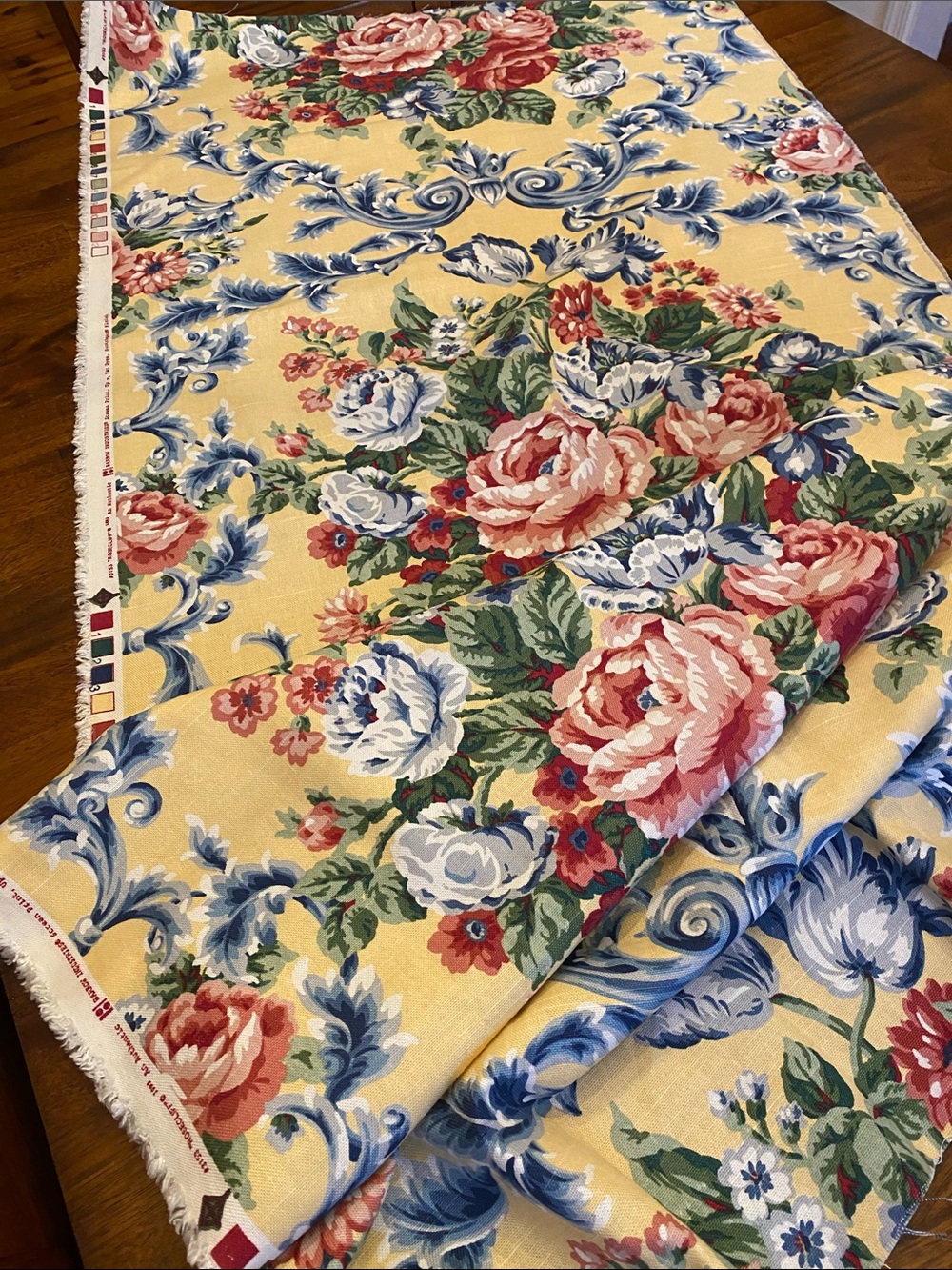 Rose Cliff Barrow Industries Yellow Floral Upholstery Fabric Pieces - Picture 2 of 4